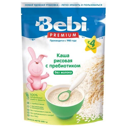 Каша безмолочная Bebi Premium Рисовая c пребиотиком с 4 мес. 200 г от компании М.Видео - фото 1