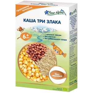 Каша Fleur Alpine ORGANIC безмолочная 3 три злака (с 6 месяцев) 175 г