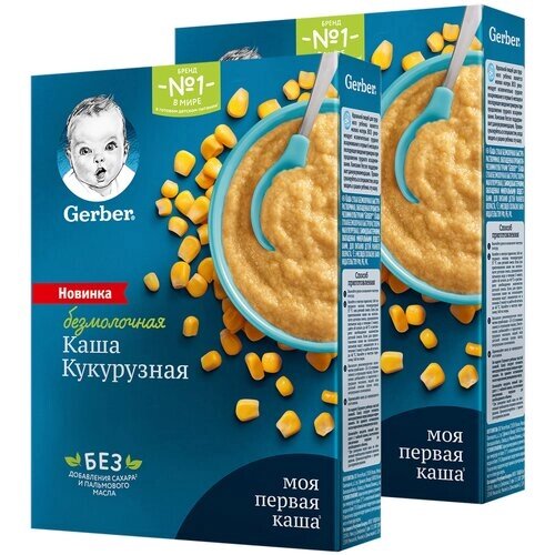 Каша Gerber безмолочная кукурузная, с 5 месяцев, 180 г, 2 уп. от компании М.Видео - фото 1