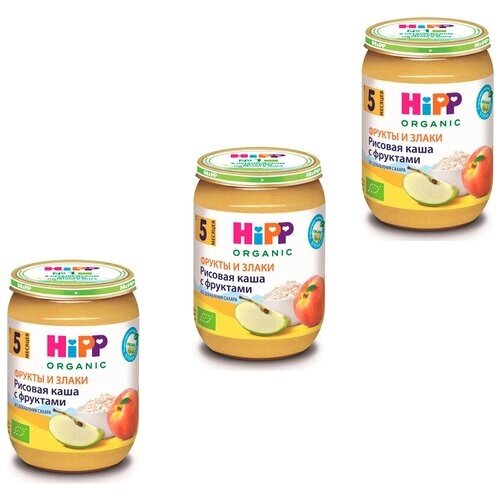 Каша HiPP безмолочная из цельного риса с фруктами, с 5 месяцев, 190 гр., 3 шт. от компании М.Видео - фото 1