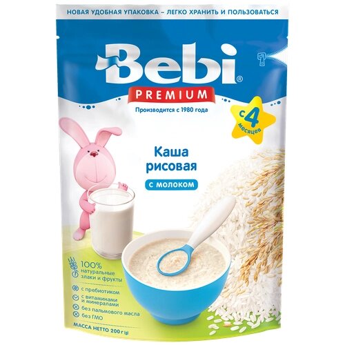 Каша молочная Bebi Premium Рисовая с 4 мес. 200 г от компании М.Видео - фото 1