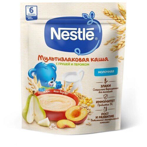 Каша молочная мультизлаковая с грушей и персиком Nestlé с 6 мес 200г с бифидоб от компании М.Видео - фото 1