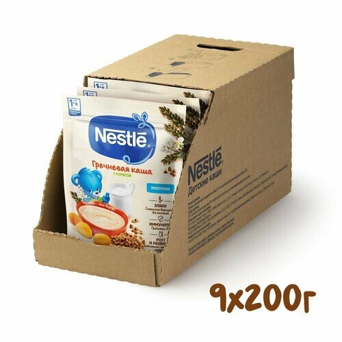 Каша молочная Nestle гречневая с курагой с 6 месяцев 200 г 9 шт от компании М.Видео - фото 1