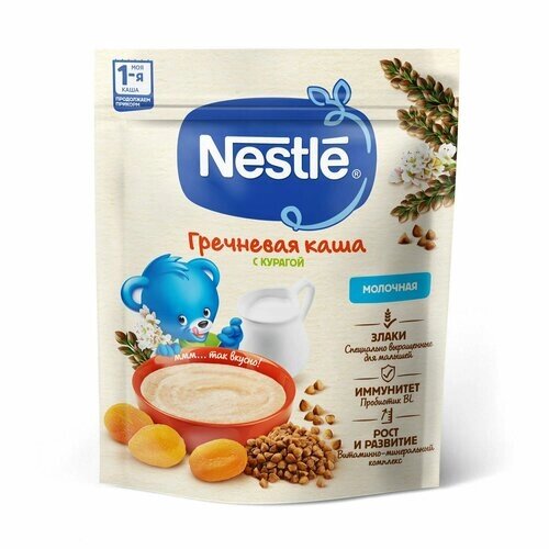 Каша молочная Nestle гречневая с курагой с 6 месяцев 200 г от компании М.Видео - фото 1