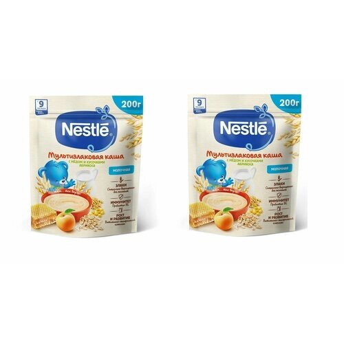 Каша молочная Nestle мультизлаковая мед-абрикос с 9 месяцев 200 г 2 шт от компании М.Видео - фото 1