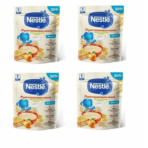 Каша молочная Nestle мультизлаковая мед-абрикос с 9 месяцев 200 г 4 шт от компании М.Видео - фото 1