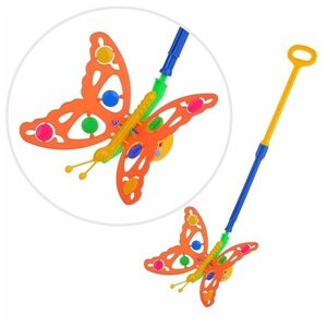Каталка бабочка с шариками на палочке