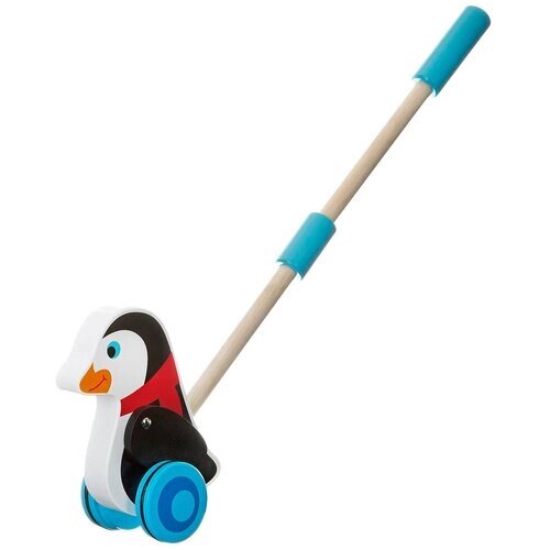Каталка деревянная Bondibon с ручкой, Пингвин, 35*15*12 см от компании М.Видео - фото 1