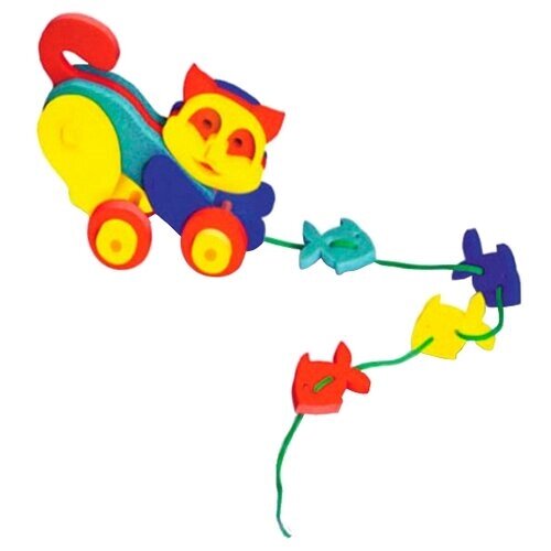 Каталка-игрушка Флексика Кошечка (45496), зеленый/синий/красный/желтый от компании М.Видео - фото 1