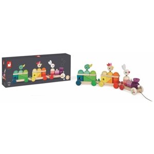 Каталка-игрушка Janod Zigolos Giant Multicolour Train (J08202), зеленый