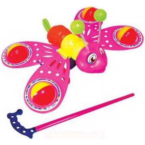 Каталка-игрушка Junfa toys Бабочка 865, розовый/красный/желтый от компании М.Видео - фото 1