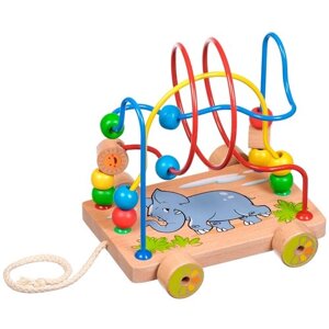 Каталка-игрушка Мир деревянных игрушек Слоник (Д036), бежевый/красный/голубой/зеленый