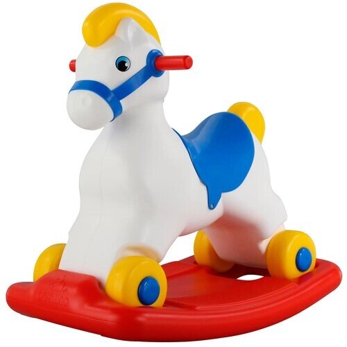 Каталка-игрушка Полесье Пони (53541), белый/синий/красный от компании М.Видео - фото 1