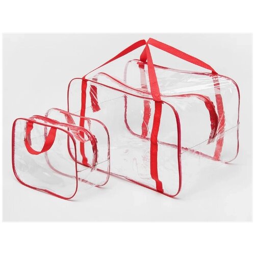 KinderBox сумка в роддом + косметичка, бесцветный/красный, 2 шт.