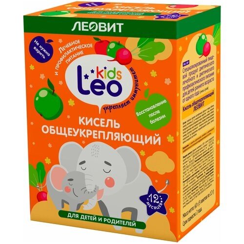 Кисель общеукрепляющий для детей. Leo Kids 5 пакетов по 12 г. Упаковка 60 г от компании М.Видео - фото 1