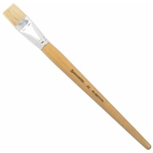 Кисть BRAUBERG щетина №22, плоская, с короткой ручкой №22, 30 шт., неокрашенный деревянный