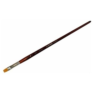 Кисть Художественные Материалы 3103 синтетика №12, плоская, с длинной ручкой №12, коричневый