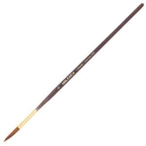 Кисть Малевичъ Claude синтетика №6, плоская, сабля, средняя ручка №6, коричневый