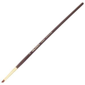 Кисть Малевичъ Claude синтетика №6, плоская скошенная, средняя ручка №6, коричневый