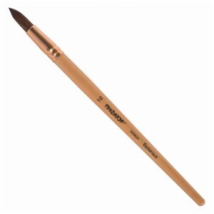 Кисть пифагор, белка, круглая,10, деревянная лакированная ручка, с колпачком, пакет с подвесом, 200824