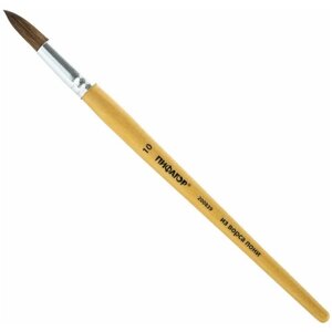 Кисть пифагор, пони, круглая,10, деревянная лакированная ручка, колпачок, пакет с подвесом, 200839