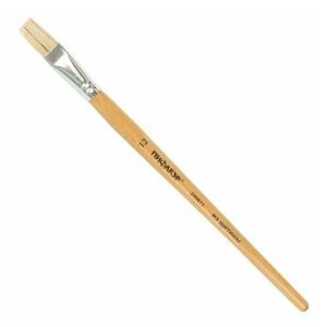 Кисть пифагор, щетина, плоская,12, деревянная лакированная ручка, пакет с подвесом, 200875