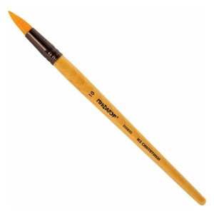 Кисть пифагор синтетика круглая № 10 деревянная лакированная ручка с колпачком пакет с подвесом, 10 шт