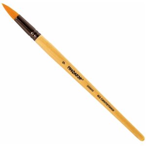 Кисть пифагор, синтетика, круглая,9, деревянная лакированная ручка, с колпачком, пакет с подвесом, 200849 В комплекте: 3шт.