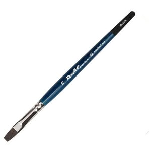 Кисть Roubloff Кисть белка-микс плоская №14 ROUBLOFF Premium, короткая ручка (синяя)