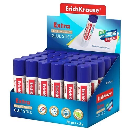 Клей-карандаш Erich Krause Extra 4433 8гр белый ПВП (30 шт. в упаковке) от компании М.Видео - фото 1