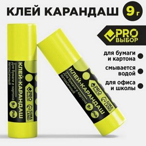 Клей-карандаш PROвыбор, 9 гр "Чёрный неон", 24 шт.