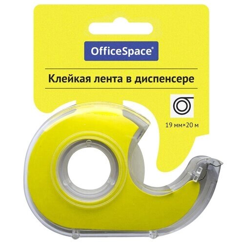 Клейкая лента 19мм*20м, OfficeSpace, прозрачная, в пластиковом диспенсере, европодвес от компании М.Видео - фото 1