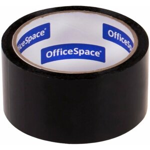 Клейкая лента упаковочная OfficeSpace, 48мм*40м, 45мкм, черная, ШК, 256533