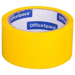 Клейкая лента упаковочная OfficeSpace, 48мм*40м, 45мкм, желтая, ШК, 3 штуки