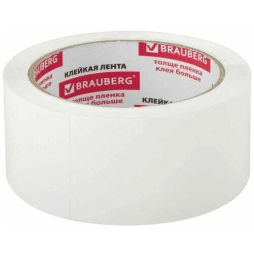 Клейкая упаковочная лента BRAUBERG 48 мм х 66 м, белая, толщина 45 микрон 440158 от компании М.Видео - фото 1
