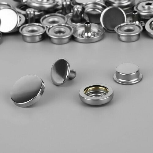 Кнопка установочная, Дельта, из нержавеющей стали, d = 15 мм, 10 шт, цвет серебряный (2 шт.) от компании М.Видео - фото 1