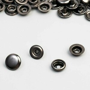 Кнопка установочная, Омега, железная, d - 12,5 мм, цвет чёрный никель, 100 шт.