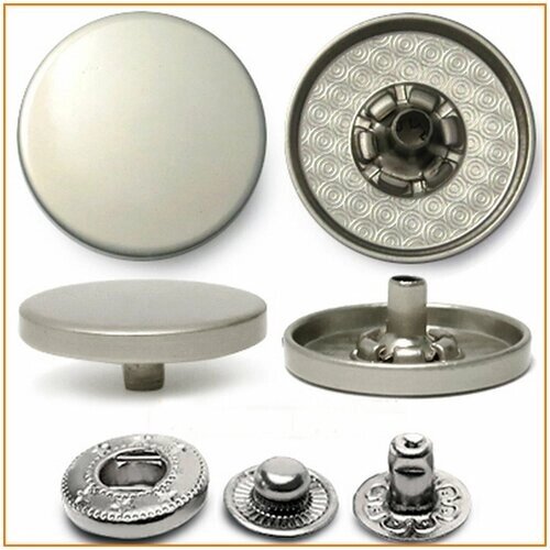 Кнопка-застежка металлическая установочная d-15. цвет-матовое серебро, 2-штуки. от компании М.Видео - фото 1