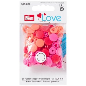 Кнопки Color Snaps PrymLove, красный/розовый цв, 12мм, 30шт Prym