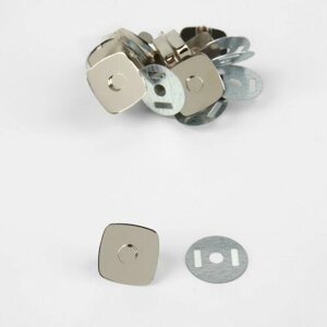 Кнопки магнитные, квадратные, 18 x 18 мм, 4 шт, цвет серебряный 3 шт