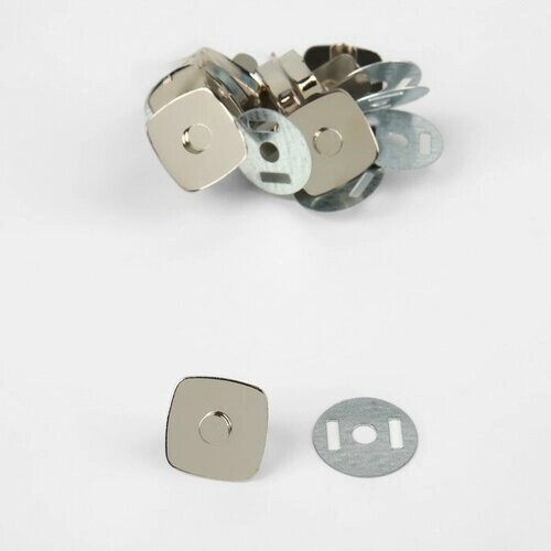 Кнопки магнитные, квадратные, 18 x 18 мм, 4 шт, цвет серебряный 3 шт от компании М.Видео - фото 1