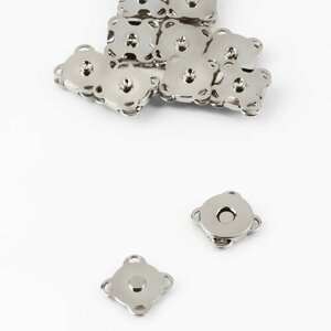 Кнопки магнитные пришивные, d - 10 мм, 10 шт, цвет серебряный