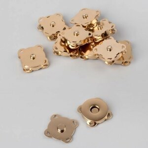 Кнопки магнитные пришивные, d - 18 мм, 10 шт, цвет золотой