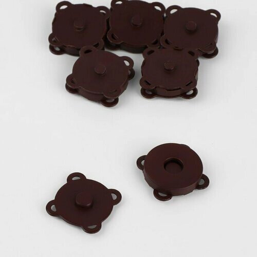Кнопки магнитные пришивные, d = 18 мм, 6 шт, цвет коричневый матовый (комплект из 7 шт) от компании М.Видео - фото 1