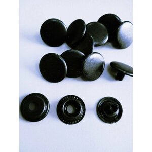 Кнопки металлические стальные галантерейные О-образные Каппа для одежды, ткани, галантерейных изделий 15 мм, набор 10 штук , цв. чёрный оксид