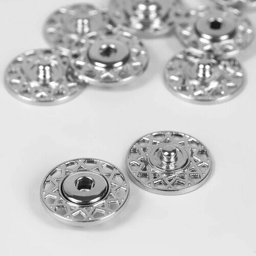 Кнопки пришивные декоративные, d = 20 мм, 5 шт, цвет серебряный (комплект из 7 шт) от компании М.Видео - фото 1