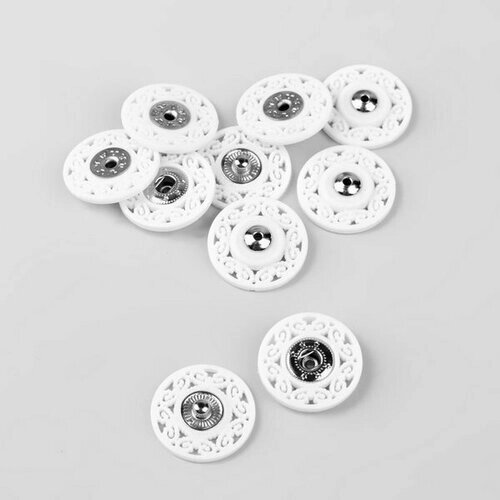 Кнопки пришивные декоративные, d = 21 мм, 5 шт, цвет белый от компании М.Видео - фото 1