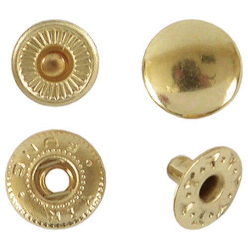 Кнопки застежки для одежды и рукоделия 10 мм брасс (латунный, золотой) роллинг, 100 штук от компании М.Видео - фото 1