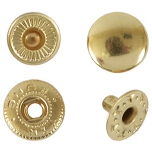 Кнопки застежки для одежды и рукоделия 10 мм брасс (латунный, золотой) роллинг, 100 штук
