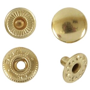 Кнопки застежки для одежды и рукоделия 10 мм брасс (латунный, золотой) роллинг, 60 штук